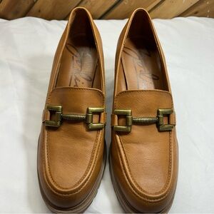 Zodiac Tan Leather Heels with Buckle